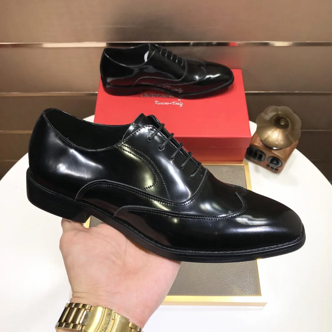 Men's shoes 💰540💰[Ferragamo/Ferragamo] (high-end Niuli) New 🍀 Ferragamo* - top version Ferragamo's classic formal leather shoes! Made of imported original cowhide, the inner top layer is comfortable cowhide lining! Original wear-resistant rubber outsole! High quality products! Code number 38-44!